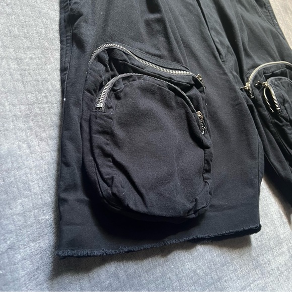 mnml Cargo Shorts XXL Black Cotton Front Zipper Pockets Grunge Streetwear Beach - Picture 12 of 12